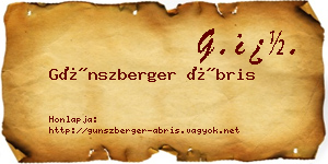 Günszberger Ábris névjegykártya